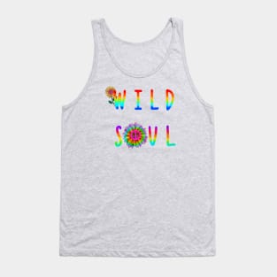 Wild soul hippie style print with sunflowers and peace symbol Tank Top